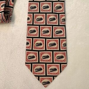 Vintage Museum Artifacts Neck Tie 100% Silk 24 Cent Postage Stamps black red
